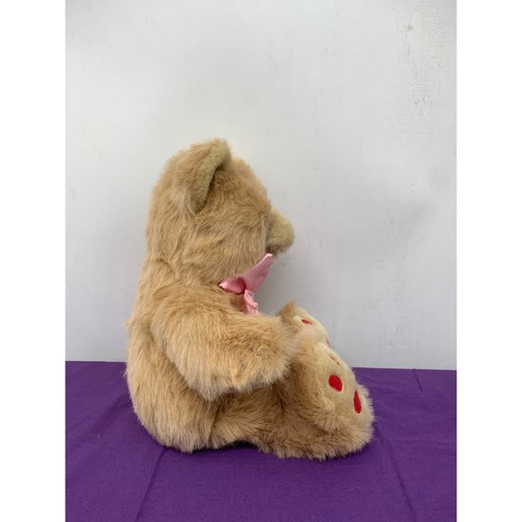 Jimmy 17 Inch Tan Bear Pink Bow Red Nose Feet Details Brown Plastic Eyes Plush S - Picture 2 of 8